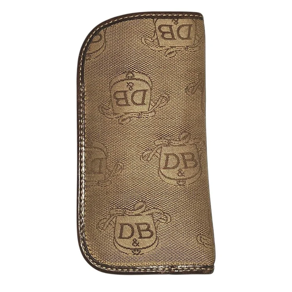 Dooney & Bourke Tan Signature DB Logo Canvas Eyeglass Case Holder VTG